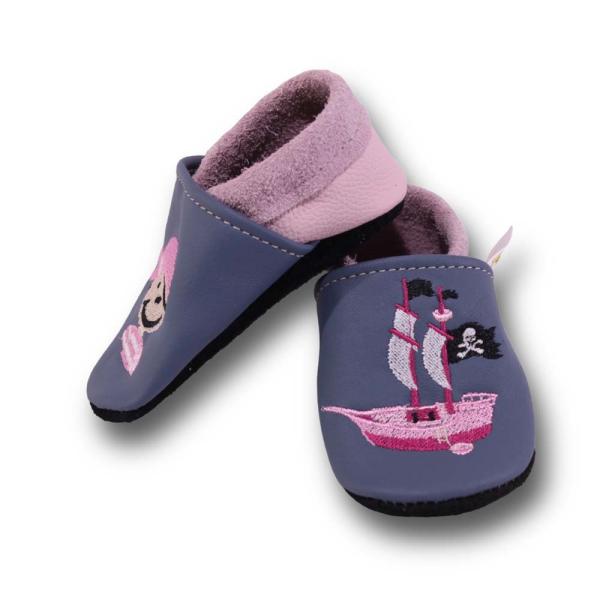 Lederpuschen Pirat und Schiff in rosa